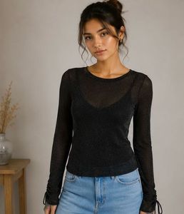 Sparkly Sheer Long Sleeve Top