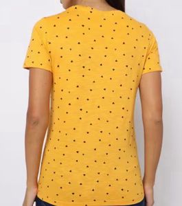 Yellow Heart Print Tee