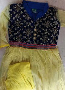 Green Embroidered Girls Anarkali Dress