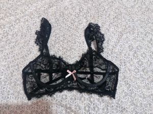 Sheer Black Lace bra with two briefs