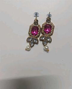 Stunning Pink Stone &amp; Pearl Necklace Set