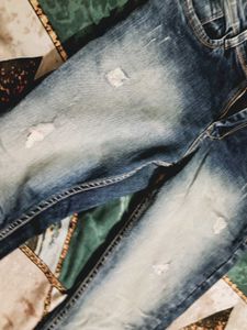 Stylish Distressed Blue Denim Jeans