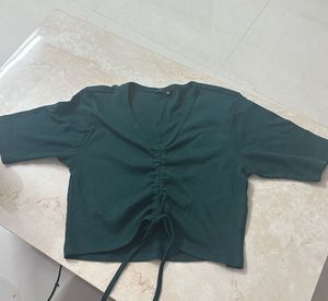 Stylish Ribbed Cinched Crop Top