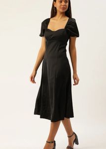Sleek Black Midi Dress