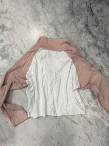 Ribbed Full sleeve Baggy Colour Block Top