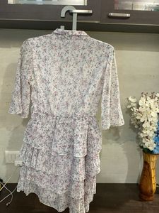 White Floral Tiered Mini Dress