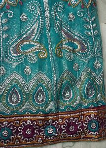Teal Embellished Lehenga Set with dupatta