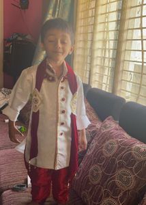 Elegant Brocade Kurta Set with Scarf (each 550)