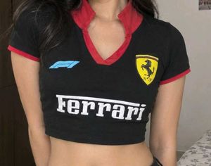 Ferrari Graphic Print Crop T-Shirt