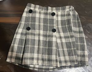 Plaid Mini Skirt with Button Detail