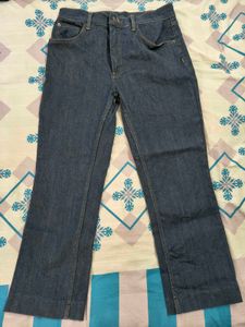 Zara Cropped Classic Straight Blue Denim Jeans