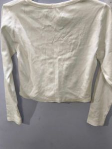Cream Long Sleeve Crop Top