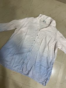 blue and white shirt with short sleeves
