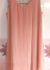 Elegant Peach Sleeveless Dress