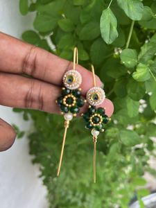 Elegant Green Beaded Drop Earrings