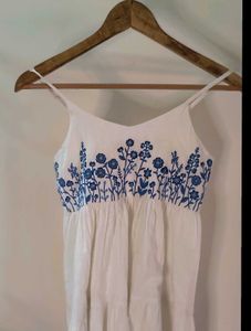 White and Blue Floral Summer Dress