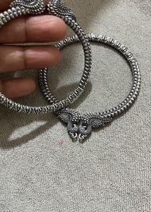 Oxidized Silver Peacock Kada Bangles