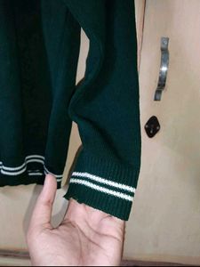 Boys Dark Green Winter Sweater | V-Neck