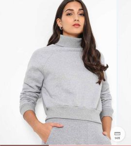 Grey Cropped Turtleneck Sweatshirt