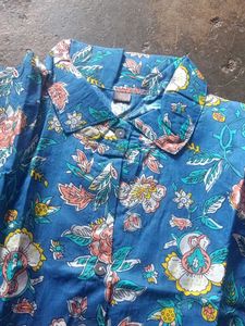 Blue Floral Print Kurta Set