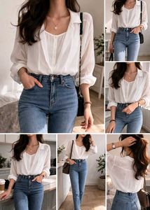 Elegant White Sheer Overlay Blouse(unused)