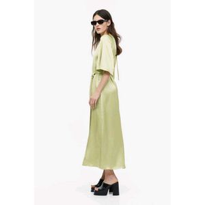 H&amp;M sage green Elegant Satin Maxi Dress
