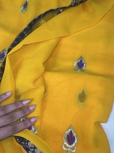 Beautiful Yellow Embroidered Saree