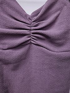 Lavender Textured Off-shoulder Ruched Crop Top