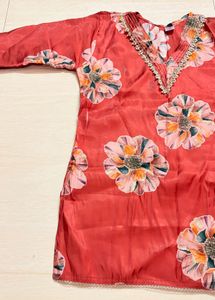 Beautiful Red Floral Kurta Tunic