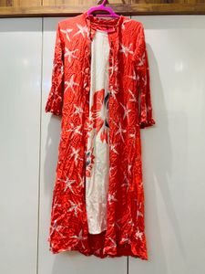 Red & White Ethnic Kurta Set