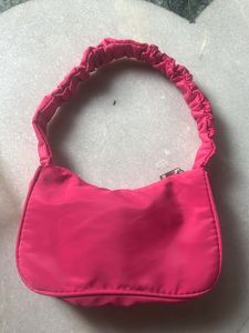 SAVANA Pink Ruched Handle Shoulder Bag