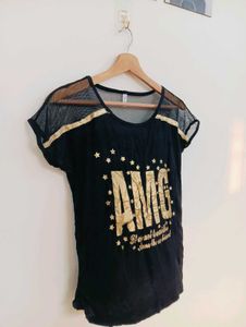 Black AMG T-Shirt with Gold Accents