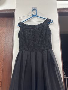 black elegant off-shoulder gown