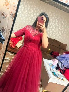 Elegant Red Embellished Gown