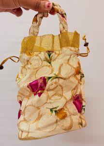 Designer Potli Bag - White Floral