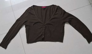 Brown Cropped Cardigan