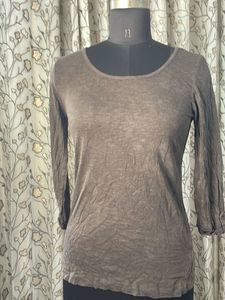 Marks &amp; Spencer Basic Brown 3/4 Sleeve Top