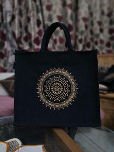 BEAUTIFUL (Rangoli) CANVAS BLACK TOTE/GIFTING BAG