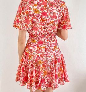 Floral Chiffon blend Mini Dress