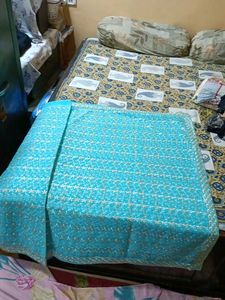 Elegant Blue Embroidered Saree with Readymade Blou