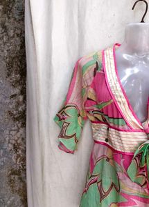 Vibrant Wrap Top with Belt