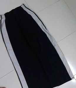Black Track Pants with White Stripes