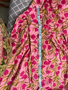 Pink Floral Print Kurta with Dupatta