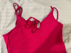 Y2K Hot Pink Tie-Front Cami Top