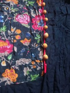 Elegant Black Floral Print Kurta