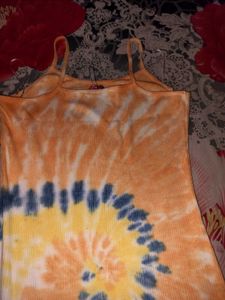Vibrant Spiral Tie-Dye Camisole Dress – Orange, Ye