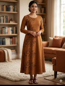 Elegant Brown Floral Print Maxi Dress