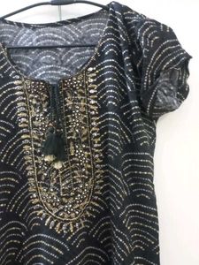 Black And Golden Short Kurti