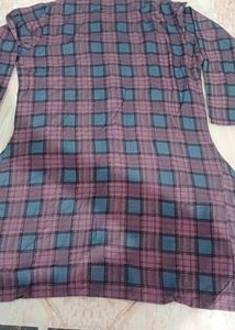 Plaid High Low Tunic Top