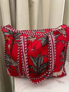 Red Animal Print Tote Bag
